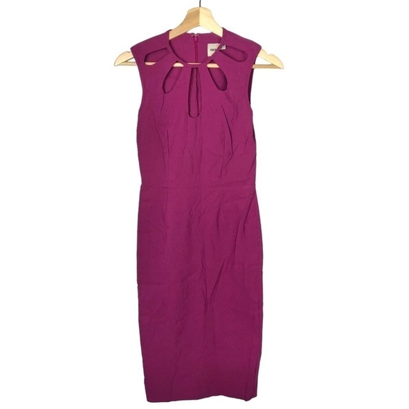 ASOS  Fuchsia Pink Teardrop Neckline Sleeveless Pencil Dress 6 - Picture 1 of 4